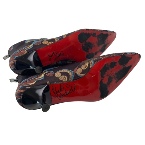 ROCKWELL THARP Signed Brocade Booties Chocolate Gold Turquoise Size 38 - Picture 7 of 11